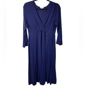 Gap Maternity Long Sleeve Midi Dress Blue Size Large
